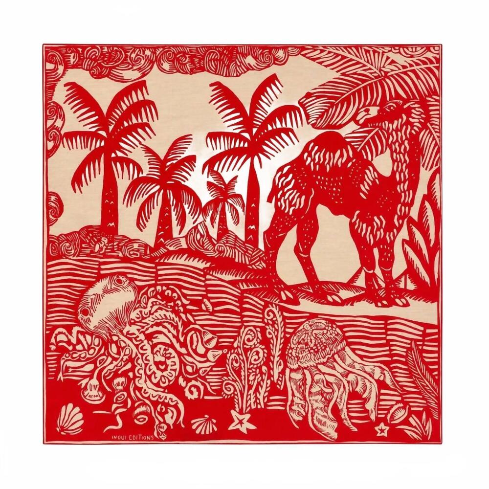 NEW INOUI EDITIONS women's square carre duffy scarf in red